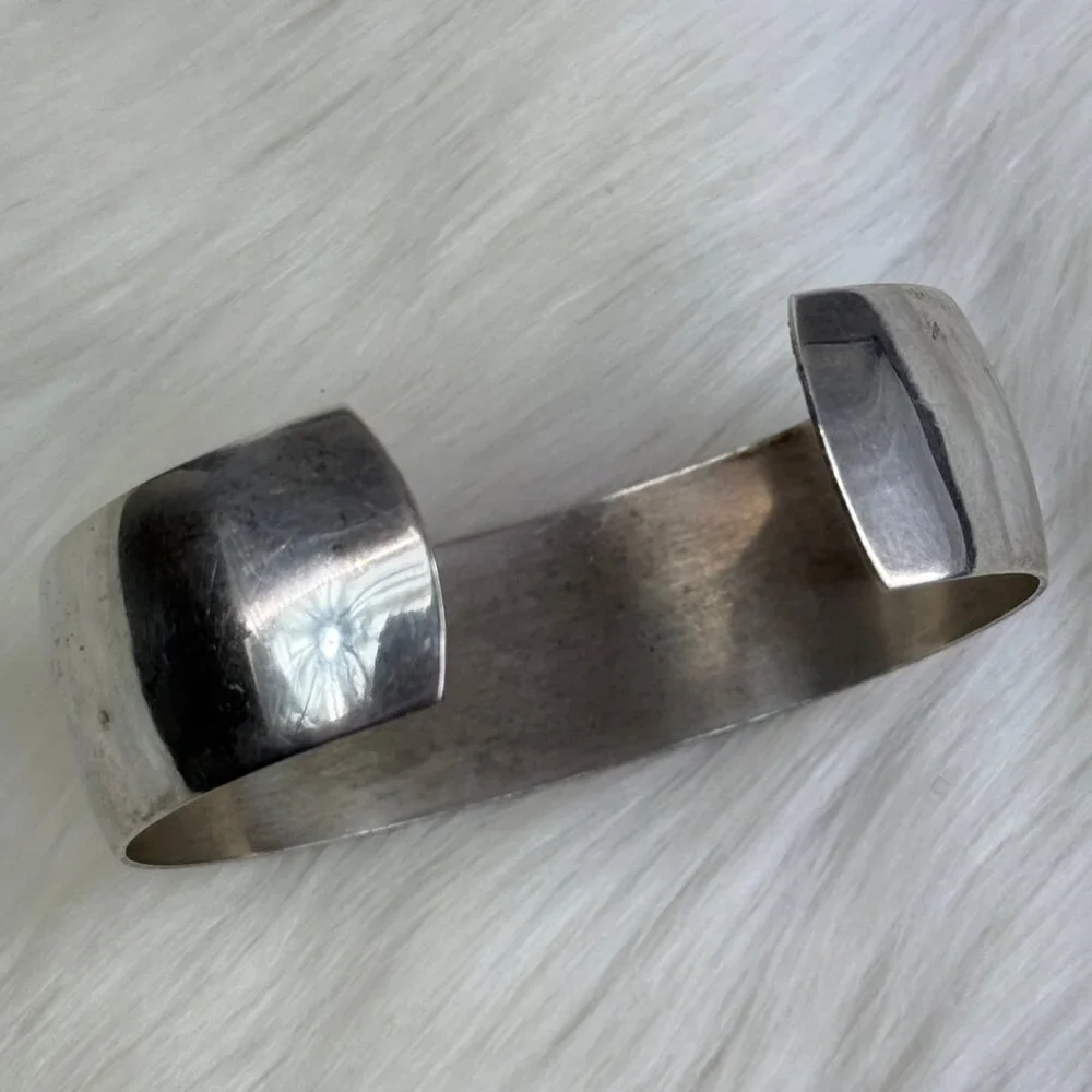 Monogrammed Silver Tone Cuff Bracelet